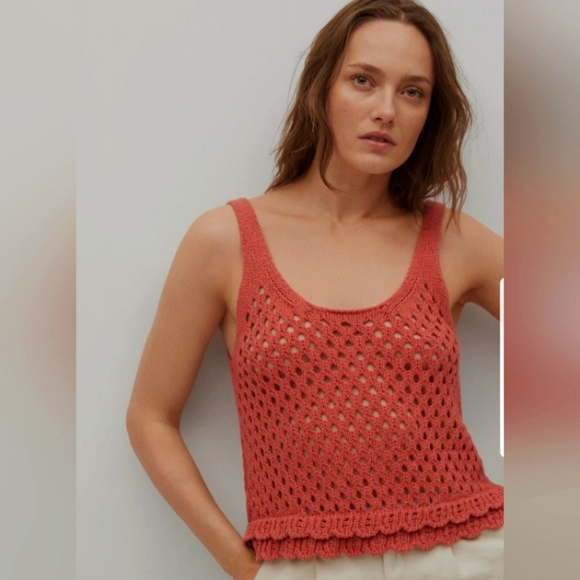 Mango Tops - 💐Mango-Ruffled crochet top/NWT